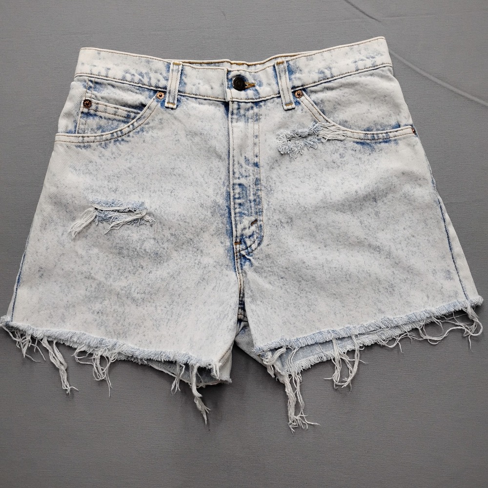 Vintage Levi Womens 30 Orange Tab Acid Wash Cut Off Jean Shorts USA